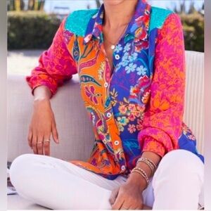 Soft Surroundings Hermosa Floral Embroidered Top Tunic